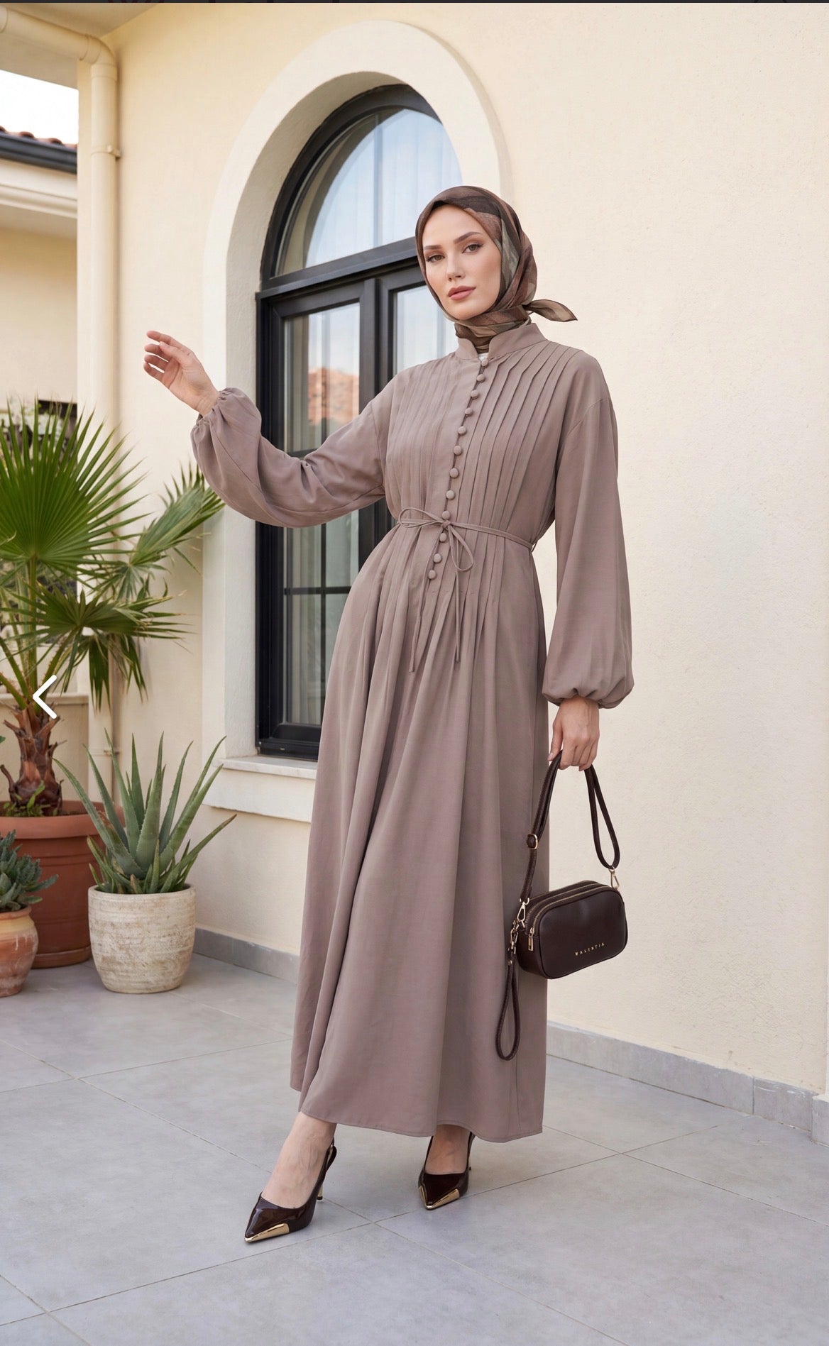 Pleated Button-Front Maxi Dress