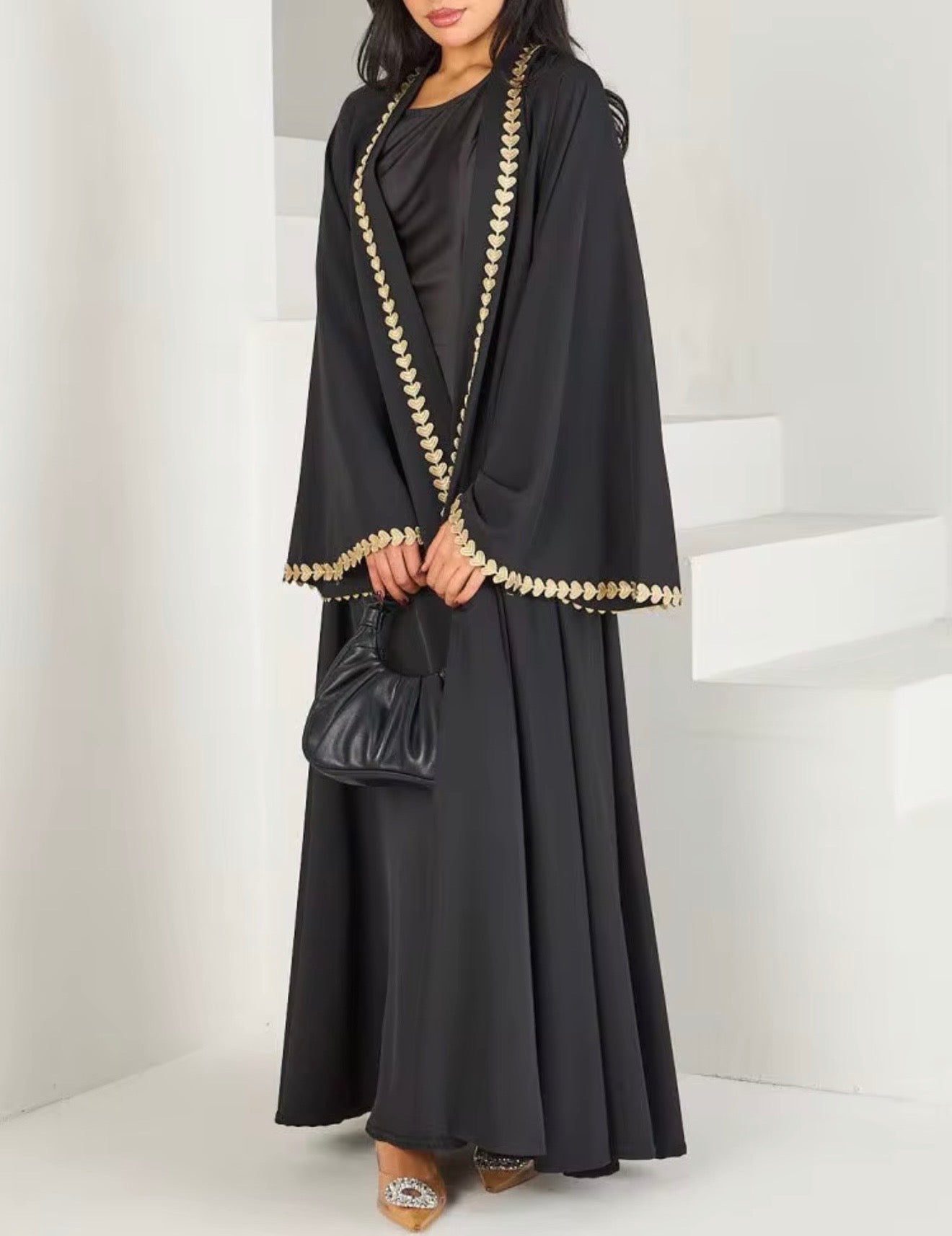 Heart Trim Open Abaya