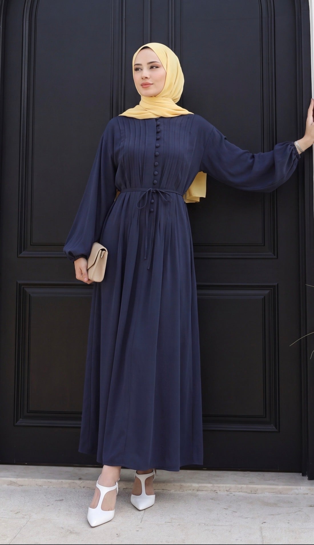 Pleated Button-Front Maxi Dress
