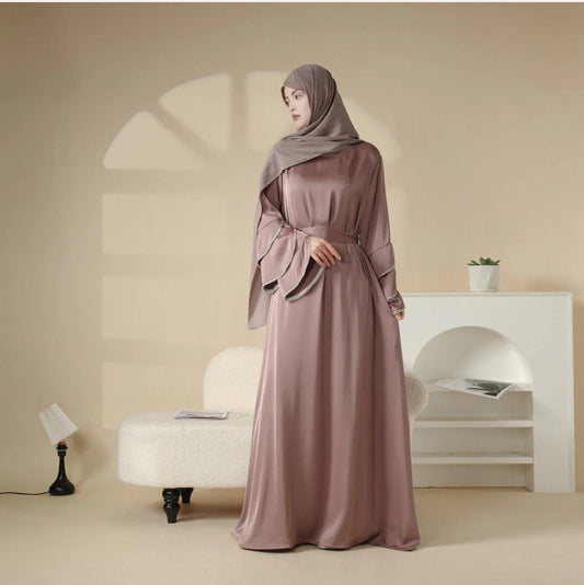 Ruffle Sleeve Diamond Satin Pocket Dress