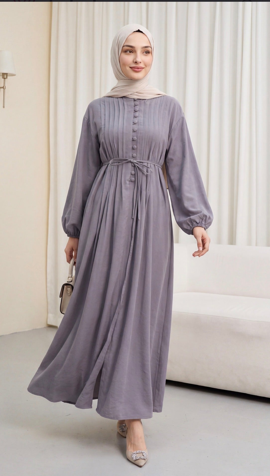 Pleated Button-Front Maxi Dress