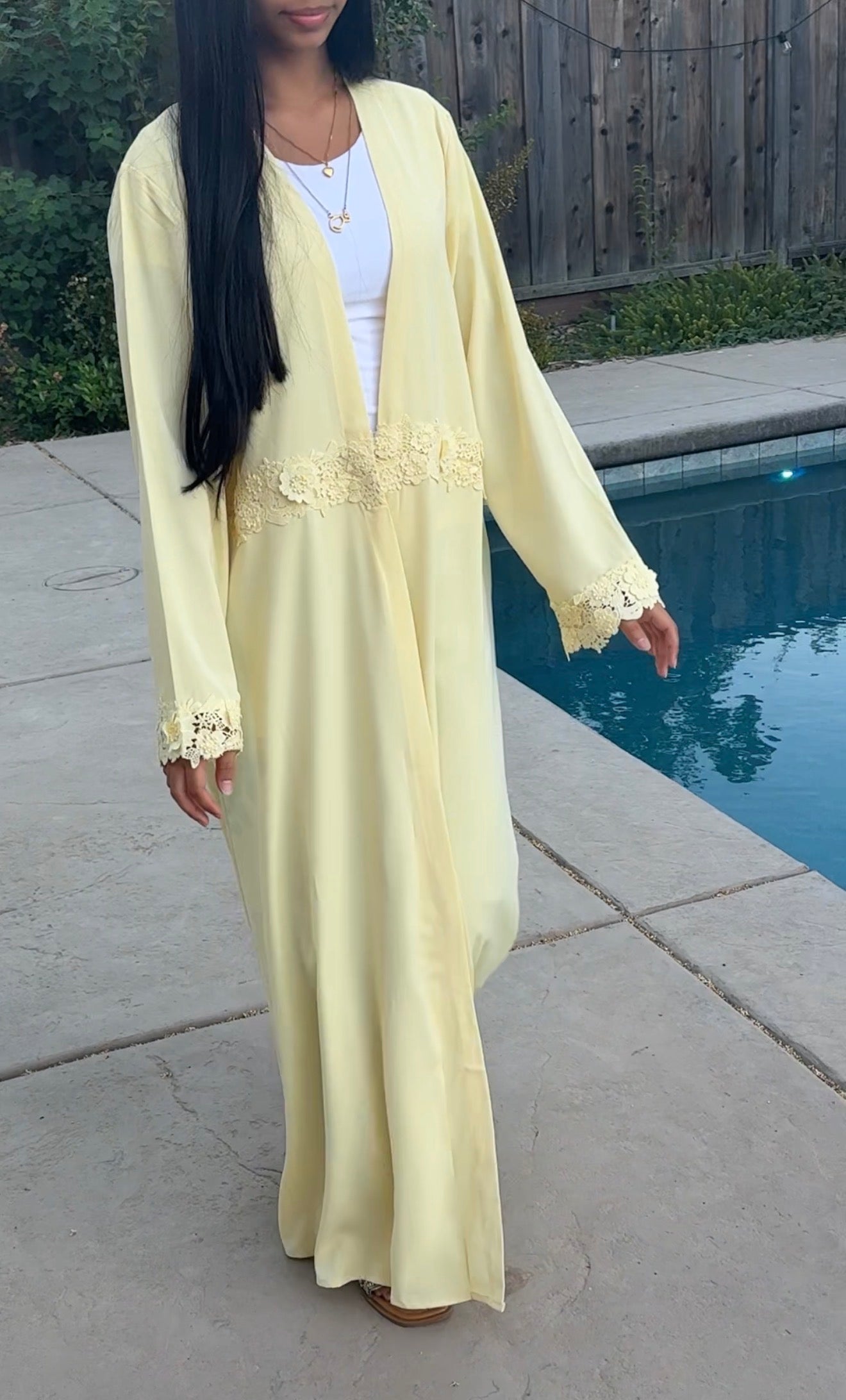 Floral Lace Open Abaya