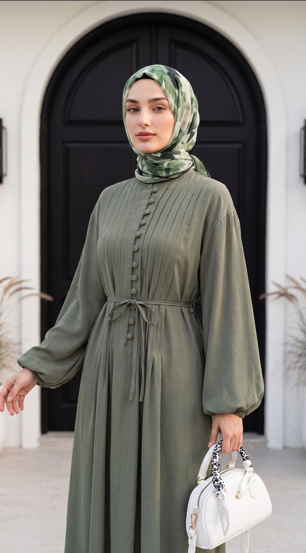 Pleated Button-Front Maxi Dress