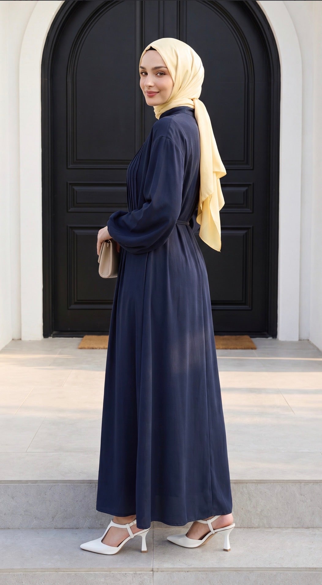 Pleated Button-Front Maxi Dress