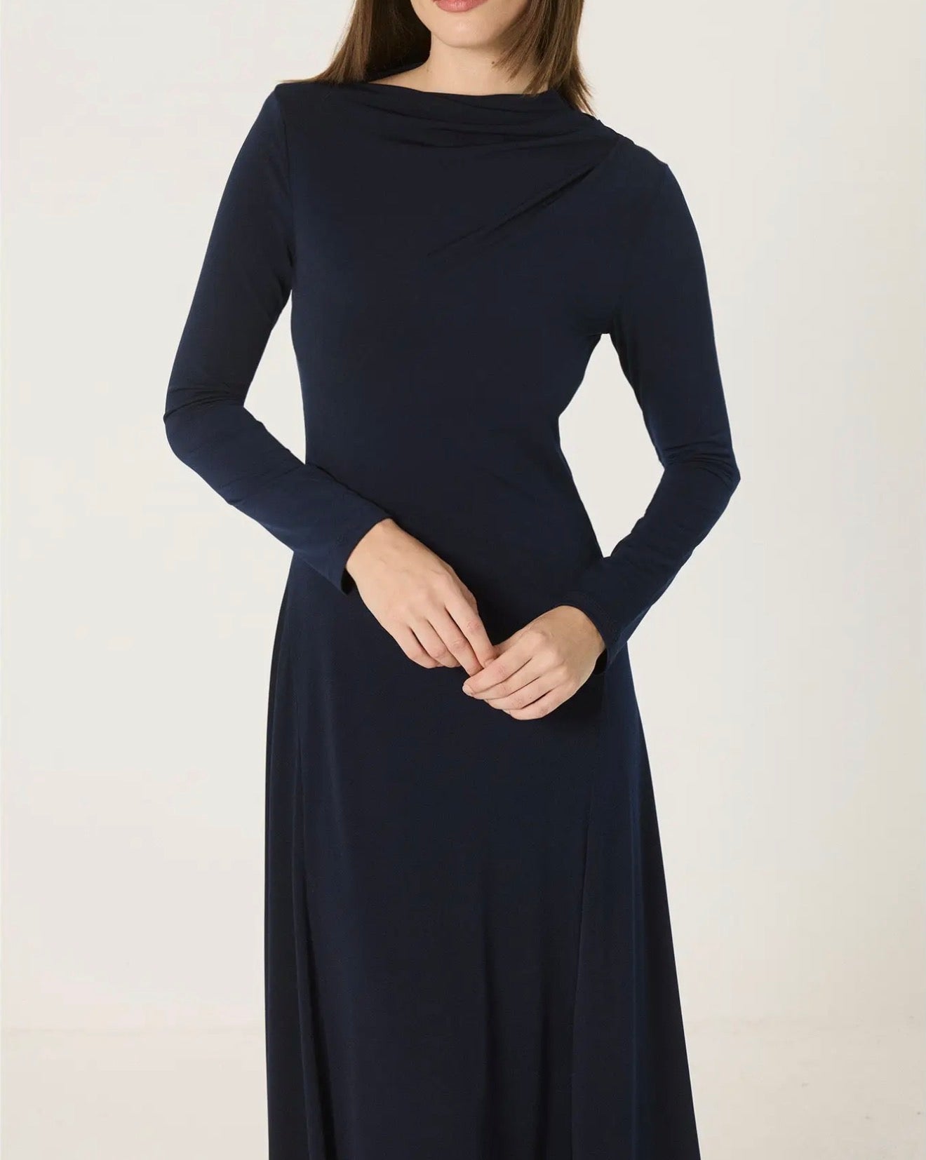 Navy Draped Maxi Dress
