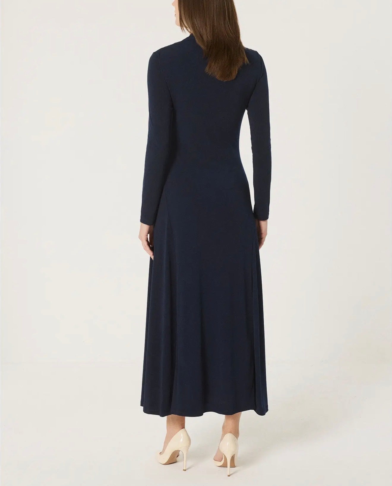 Navy Draped Maxi Dress